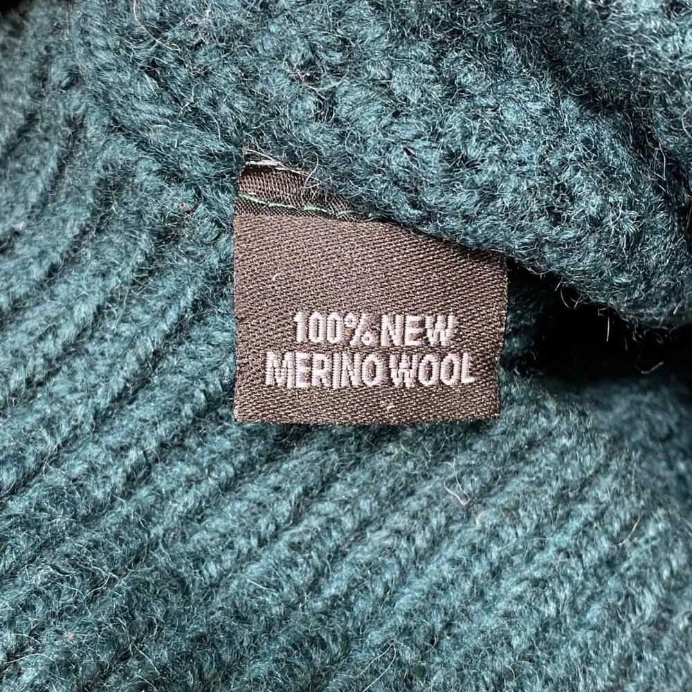 Original Aran Co Quarter Zip Sweater Sz L Men Green Merino Wool Cable Knit Irish